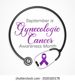 Gynecologic Cancer Awareness Month Is Observed Every Year In September, It Begin In Different Places Within A Woman's Pelvis, Which Is The Area Below The Stomach And In Between The Hip Bones. Vector 