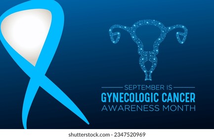 Gynecologic cancer awareness month is observed every year in september. Female reproductive system symbol. Low poly style design. Vector template for banner, greeting card, poster with geometric backg