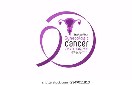 El mes de sensibilización sobre el cáncer ginecológico se observa cada año en septiembre. Símbolo del sistema reproductivo femenino. Plantilla para banner, tarjeta, fondo. Ilustración vectorial.