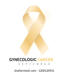 Gynecologic Cancer Awareness Month. Realistic Peach ribbon symbol. Medical Design. Vector illustration.