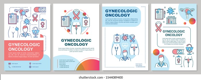 Gynecologic oncology brochure template. Women healthcare. Flyer, booklet, leaflet print, cover design with linear illustrations. Vector page layouts for magazines, annual reports, advertising posters