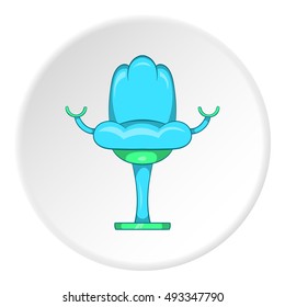Gynecological chair icon in cartoon style isolated on white circle background. Gynecology symbol vector illustration