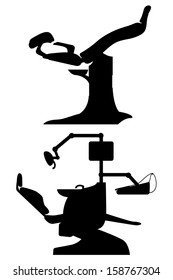 gynecological and dental chair black vector illustration isolated on white background