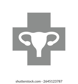 Clínica ou hospital ginecológico ou ginecológico. Sistema reprodutor feminino de saúde, ícone do vetor ginecológico.