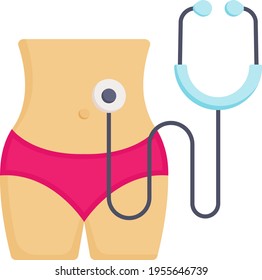 Gynecological Stethoscope Concept, Embryologist Vector color Icon Design, In Vitro Fertilization Symbol on White Background, Pregnancy and obstetrician Sign,
