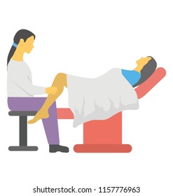 
Gynecologist examining her patient on a gynecological chair 
