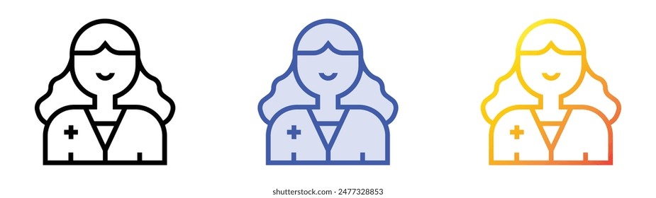 gynecologist icon. Linear, Blue Fill and Gradient Style Design Isolated On White Background