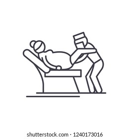 Gynecologist line icon concept. Gynecologist vector linear illustration, symbol, sign