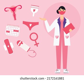 Gynecologist, Menstruation Concept Vector Illustration. 