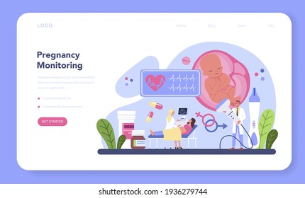 Gynecologist web banner or landing page. Pregnancy monitoring