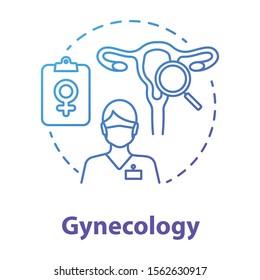 Gynecology blue gradient concept icon. Women healthcare idea thin line illustration. Gynaecologist, doctor. Female reproductive system, fertility, anatomy. Vector isolated outline drawing