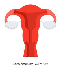 Gynecology concept with uterus, vector icon in flat style