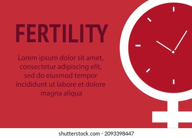 Gynecology estrogen hormone icon on the red background for support website banner or for article. Medical, healthcare and feminine rights girl power woman menstruation period or pregnancy, menopause.