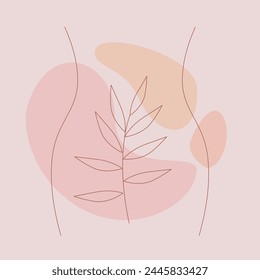 Gynecology and female intimate health concept. Sign, symbol, icon of women with floral feminine gynecology. Beauty female reproductive system with flowers. Woman health. Female reproductive system