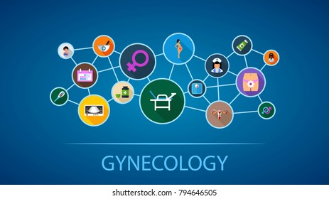Gynecology flat icon concept. Vector illustration. Element template for design.
