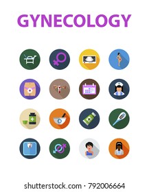 Gynecology flat icon set. Vector illustration. Element template for design.