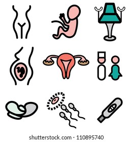 gynecology hand drawn icons in vector