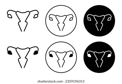 Gynecology icon set. gynecologist vector symbol in black filled and outlined style.