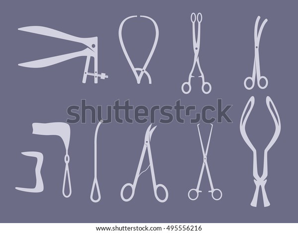 Gynecology Instruments Blue Stock Vector (Royalty Free) 495556216