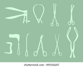 Gynecology instruments green