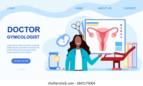 Gynecology, obstetrics abstract concept. Endometriosis, endometrium dysfunctionality, endometriosis treatment. Flat cartoon vector illustration. Website, web page or landing page template.