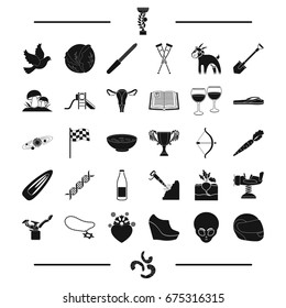 gynecology, reward, space and other web icon in black style. mine, shoes, entertainment icons in set collection.