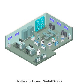 Gynecology room isometric on white background