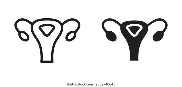 Gynecology vector icon set black filled and outlined style.