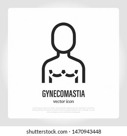 Gynecomastia thin line icon. Plastic surgery for men. Vector illustration.