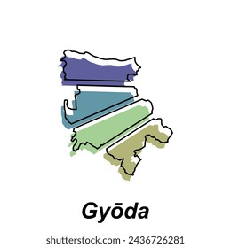 Gyoda vector world map City illustration. Isolated on white background, for business