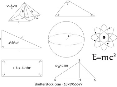 Gyometry formulas, physics, mathematics. Backgrounds for a scientific site.
