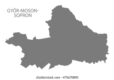 Gyor-Moson-Sopron Hungary Map in grey