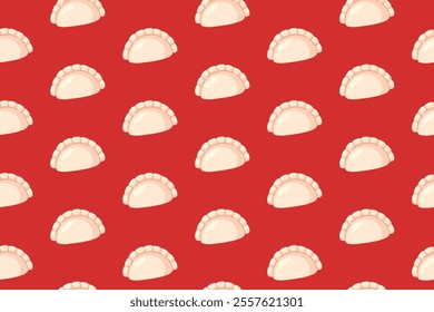 gyoza chinese dumpling flat design style seamless pattern on red background for restaurant and cafe decor and merchandise. seamless pattern of gyoza chinese dim sum vector background 