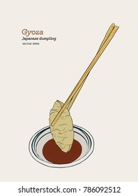 Gyoza with Cho yun in the Cup vector. hand draw illustration.