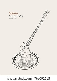 Gyoza with Cho yun in the Cup vector. hand draw illustration.