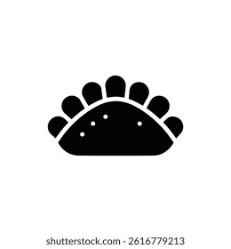 Gyoza Dumpling with Folded Edges Icon - Clean Black Fill Design
