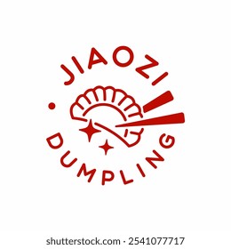 Gyoza Jiaozi Chinese Dumpling Diseño de logotipo de comida y palillos