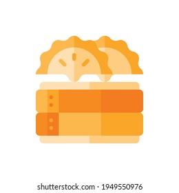 Gyoza, Jiaozi Flat Icon Logo Illustration Vector Isolated. Chinese Food and Restaurant Icon-Set. Suitable for Web Design, Logo, App, and Upscale Your Business.