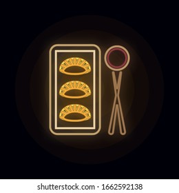 Gyoza neon icon. Simple thin line, outline vector of web icons for ui and ux, website or mobile application