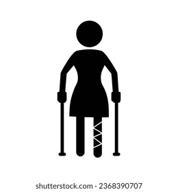 gypsum foot crutch illustration icon. Medicine icon. Element Patient silhouette icon for websites, web design, mobile app on white background. vector illustration EPS 10.