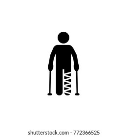 gypsum foot crutch illustration icon. Medicine icon. Element Patient silhouette icon. Premium quality graphic design. Collection icon for websites, web design, mobile app on white background svg