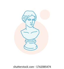 Gypsum Head Sculpture Bust Vector Icon Outline 