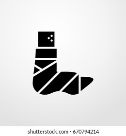 gypsum on leg icon. vector sign symbol on white background
