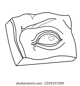 Gypsum teilt Augen des Gesichts von David. Plaster Fragment von Kopf und Gesicht von David. Säureaufkleber Augen. Line Art. Moderne Statuen, antike griechische Skulptur. Minimalistischer moderner Stil.