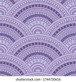 Gypsy geometric shapes textile ornament vector seamless pattern. Ethnic motifs boho repeating geometry. Romanian folk round medallion circles seamless geometric pattern.