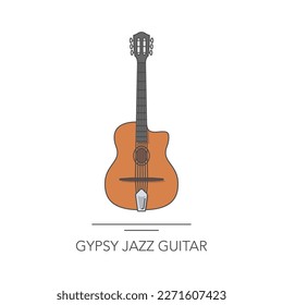 Gypsy jazz guitar outline colorful icon. Vector illustration