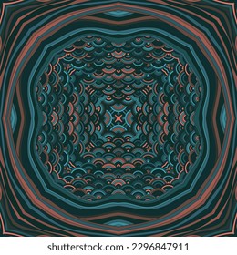 Gypsy kaleidoscope magic vector seamless ornament. Exotic patchwork sample or decoupage napkin print. Vintage chakra motif. Folkloric symmetrical design ethnic pattern Wrap ornate decorative design.