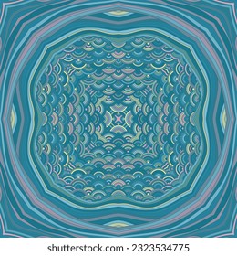 Gypsy kaleidoscope magic vector seamless ornament. Creative patchwork sample, decoupage napkin print. Fantastic chakra motif. Silk symmetrical endless ethnic pattern. Wrapping paper ornament.