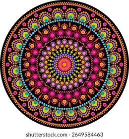 Gypsy mandala design. Doted circle art for bags, ceramics, t shirts