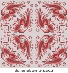 El adorno gitano. Ilustración vectorial roja. Estilo bohemio.